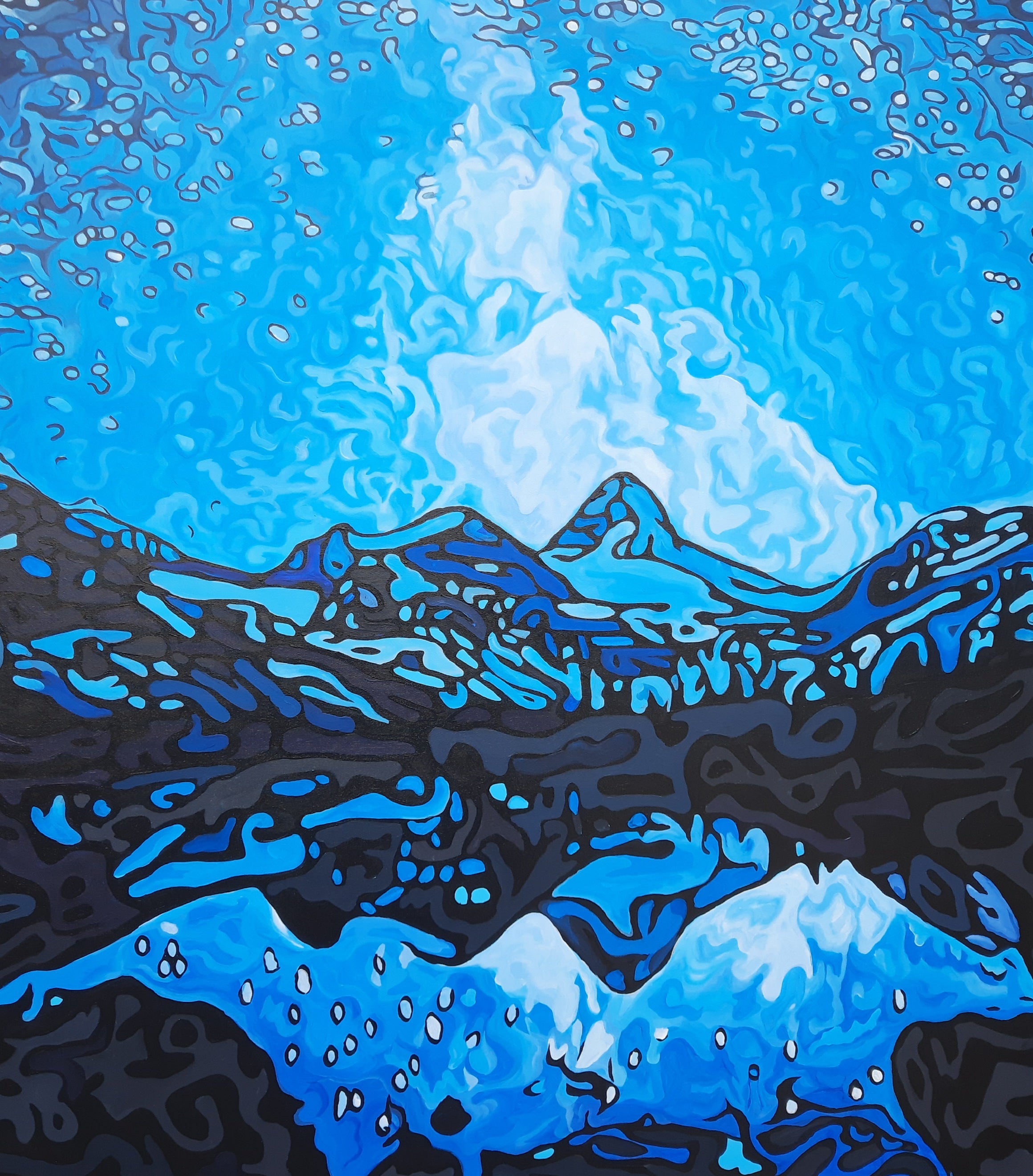 ARTrophy vibrant nature-inspired painting of Rocky Mountains